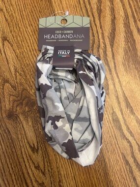 Coco + Carmen Camouflage Headwrap in Grey and Charcoal